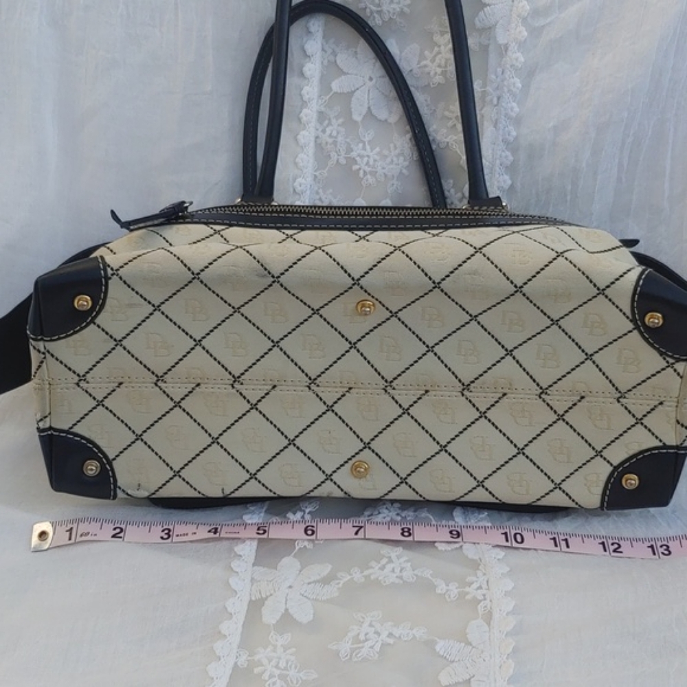 Dooney & Bourke Classic Cream Signature Canvas and Black Leather Baguette Bag - Picture 7 of 17